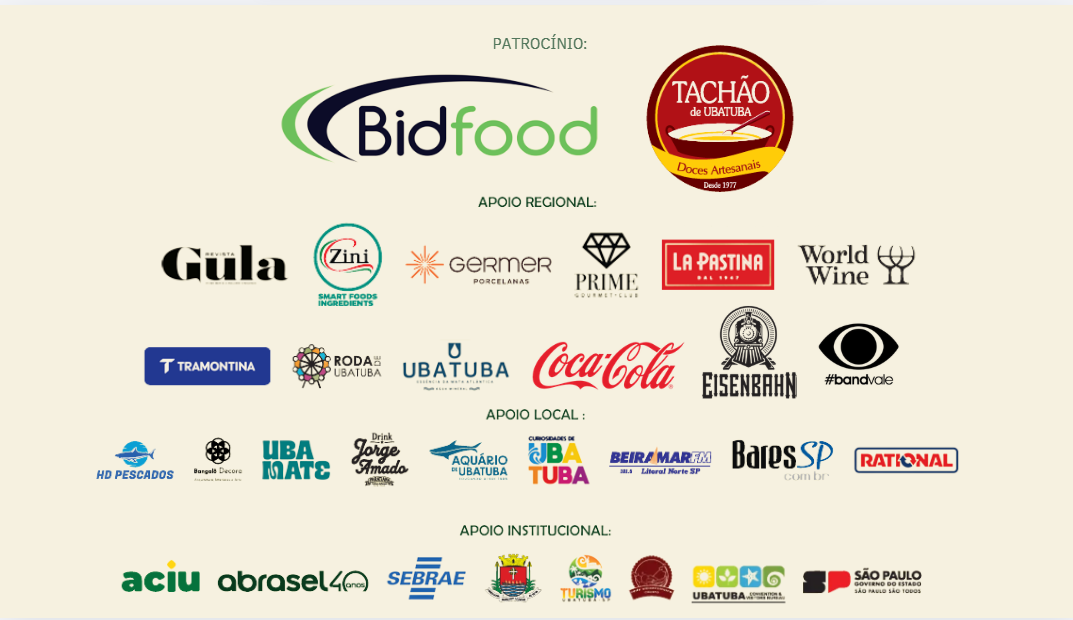 Patrocinadores e apoiadores do Sabor Caiçara - Festival Gastronômico de Ubatuba 2026